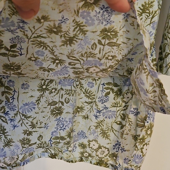 Eddie Bauer Light Blue Shirt with Olive Floral Print - Picture 9 of 11